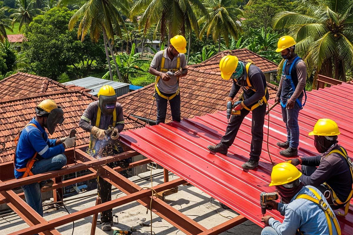 Rooftop Covering workers images